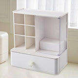 Maxbell Desk Organzier with Drawer Home Sticky Note Tray Stationary Makeup Organizer white