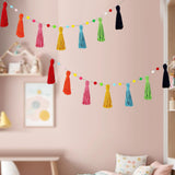 Maxbell Boho Tassel Garland with Colorful Balls for Graduation Party Supplies Style B