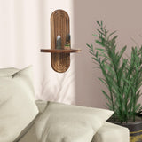 Maxbell Oval Wall Shelf Modern Wooden Display Stand for Yard Dining Room Living Room 20cmx29.5cm Single Layer