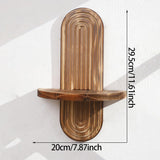 Maxbell Oval Wall Shelf Modern Wooden Display Stand for Yard Dining Room Living Room 20cmx29.5cm Single Layer