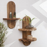 Maxbell Oval Wall Shelf Modern Wooden Display Stand for Yard Dining Room Living Room 20cmx29.5cm Single Layer