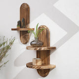 Maxbell Oval Wall Shelf Modern Wooden Display Stand for Yard Dining Room Living Room 20cmx29.5cm Single Layer