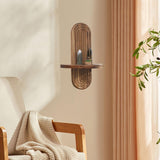 Maxbell Oval Wall Shelf Modern Wooden Display Stand for Yard Dining Room Living Room 20cmx29.5cm Single Layer