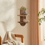 Maxbell Oval Wall Shelf Modern Wooden Display Stand for Yard Dining Room Living Room 22cmx34.5cm Double Layer
