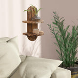 Maxbell Oval Wall Shelf Modern Wooden Display Stand for Yard Dining Room Living Room 22cmx34.5cm Double Layer