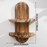Maxbell Oval Wall Shelf Modern Wooden Display Stand for Yard Dining Room Living Room 22cmx34.5cm Double Layer