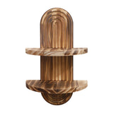 Maxbell Oval Wall Shelf Modern Wooden Display Stand for Yard Dining Room Living Room 22cmx34.5cm Double Layer