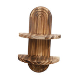 Maxbell Oval Wall Shelf Modern Wooden Display Stand for Yard Dining Room Living Room 22cmx34.5cm Double Layer