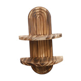 Maxbell Oval Wall Shelf Modern Wooden Display Stand for Yard Dining Room Living Room 22cmx34.5cm Double Layer