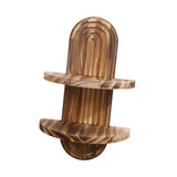 Maxbell Oval Wall Shelf Modern Wooden Display Stand for Yard Dining Room Living Room 22cmx34.5cm Double Layer