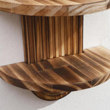 Maxbell Oval Wall Shelf Modern Wooden Display Stand for Yard Dining Room Living Room 22cmx34.5cm Double Layer