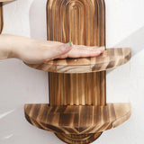 Maxbell Oval Wall Shelf Modern Wooden Display Stand for Yard Dining Room Living Room 22cmx34.5cm Double Layer
