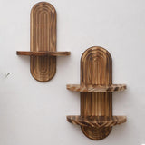 Maxbell Oval Wall Shelf Modern Wooden Display Stand for Yard Dining Room Living Room 22cmx34.5cm Double Layer
