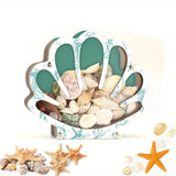 Maxbell Shell Display Case Seashell Shaped Wooden Box for Living Rooms Mantel Office