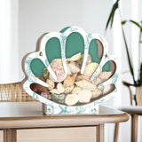 Maxbell Shell Display Case Seashell Shaped Wooden Box for Living Rooms Mantel Office