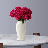 Maxbell White Ceramic Vase Stylish Floral Container for Coffee Table Entrance Office