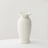 Maxbell White Ceramic Vase Stylish Floral Container for Coffee Table Entrance Office