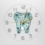 Maxbell Tooth Wall Clock Silent Bedroom Acrylic Decorative Clock Round Hanging Clock