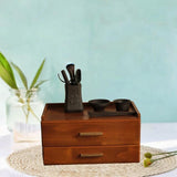 Maxbell Coffee Pod Drawer Double Tier Desktop Storage Box for Office Cabinet Counter Brown