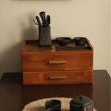 Maxbell Coffee Pod Drawer Double Tier Desktop Storage Box for Office Cabinet Counter Brown