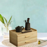Maxbell Coffee Pod Drawer Double Tier Desktop Storage Box for Office Cabinet Counter Wood Color