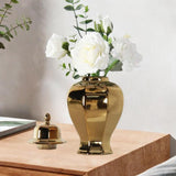Maxbell Ceramic Covered Jar Vase Porcelain Ginger Jar for Floral Livingroom Weddings