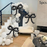 Maxbell 5 Pieces Bow Balloons Props Decorative for Engagement Party Supplies Wedding Black
