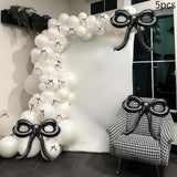 Maxbell 5 Pieces Bow Balloons Props Decorative for Engagement Party Supplies Wedding Black