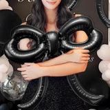 Maxbell 5 Pieces Bow Balloons Props Decorative for Engagement Party Supplies Wedding Black