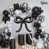 Maxbell 5 Pieces Bow Balloons Props Decorative for Engagement Party Supplies Wedding Black