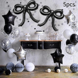 Maxbell 5 Pieces Bow Balloons Props Decorative for Engagement Party Supplies Wedding Black