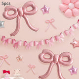 Maxbell 5 Pieces Bow Balloons Props Decorative for Engagement Party Supplies Wedding Pink