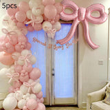 Maxbell 5 Pieces Bow Balloons Props Decorative for Engagement Party Supplies Wedding Pink
