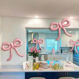 Maxbell 5 Pieces Bow Balloons Props Decorative for Engagement Party Supplies Wedding Pink