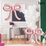 Maxbell 5 Pieces Bow Balloons Props Decorative for Engagement Party Supplies Wedding Pink