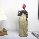 Maxbell Tribal Lady Figurines Collectible Sculpture Bedroom Mom African Women Statue 11cmx38cm Stand