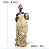 Maxbell Tribal Lady Figurines Collectible Sculpture Bedroom Mom African Women Statue 11cmx38cm Stand