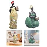 Maxbell Tribal Lady Figurines Collectible Sculpture Bedroom Mom African Women Statue 11cmx38cm Stand