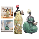 Maxbell Tribal Lady Figurines Collectible Sculpture Bedroom Mom African Women Statue 11cmx38cm Stand
