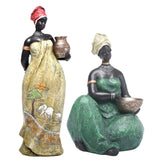 Maxbell Tribal Lady Figurines Collectible Sculpture Bedroom Mom African Women Statue 11cmx38cm Stand