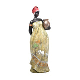 Maxbell Tribal Lady Figurines Collectible Sculpture Bedroom Mom African Women Statue 11cmx38cm Stand