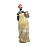 Maxbell Tribal Lady Figurines Collectible Sculpture Bedroom Mom African Women Statue 11cmx38cm Stand