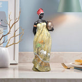 Maxbell Tribal Lady Figurines Collectible Sculpture Bedroom Mom African Women Statue 11cmx38cm Stand