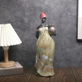 Maxbell Tribal Lady Figurines Collectible Sculpture Bedroom Mom African Women Statue 11cmx38cm Stand