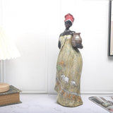 Maxbell Tribal Lady Figurines Collectible Sculpture Bedroom Mom African Women Statue 11cmx38cm Stand
