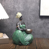 Maxbell Tribal Lady Figurines Collectible Sculpture Bedroom Mom African Women Statue 16cmx24cm Sitting