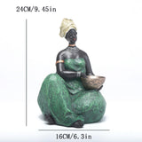 Maxbell Tribal Lady Figurines Collectible Sculpture Bedroom Mom African Women Statue 16cmx24cm Sitting
