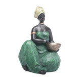Maxbell Tribal Lady Figurines Collectible Sculpture Bedroom Mom African Women Statue 16cmx24cm Sitting