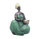 Maxbell Tribal Lady Figurines Collectible Sculpture Bedroom Mom African Women Statue 16cmx24cm Sitting