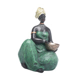 Maxbell Tribal Lady Figurines Collectible Sculpture Bedroom Mom African Women Statue 16cmx24cm Sitting